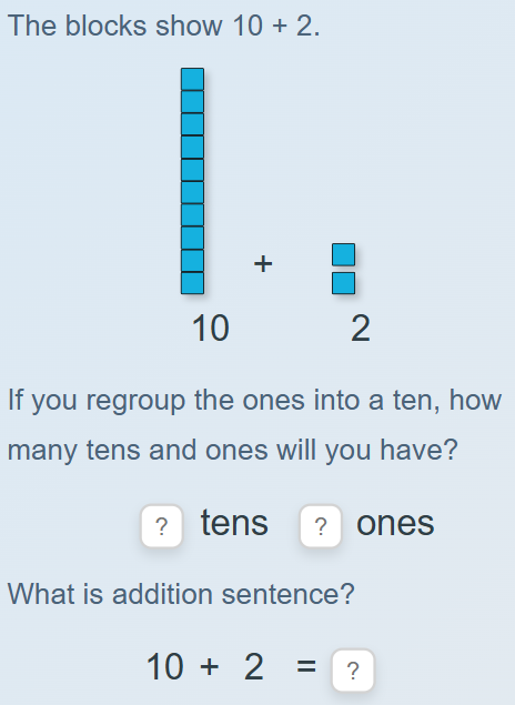 Use models to add a two-digit and a one-digit number - without regrouping